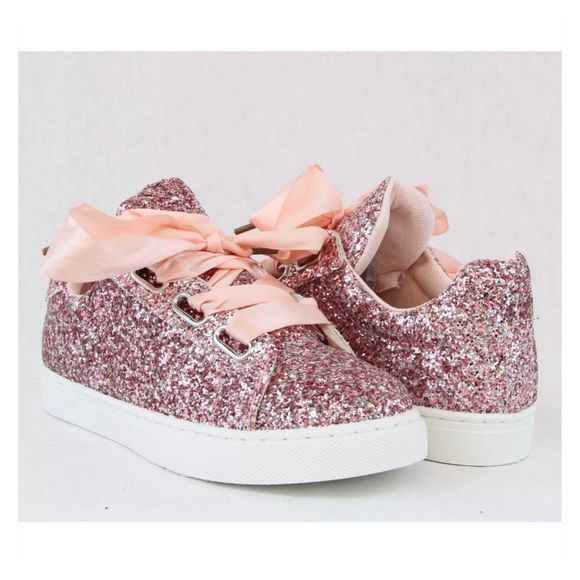 New Arrival- Rose Gold Glitter Sneakers - Picture 4 of 7